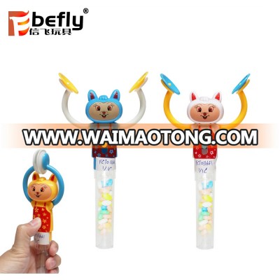 Colorful plastic Hand clap monkey candy tube toy