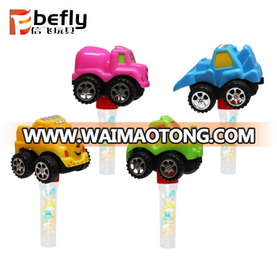 4 colors mixed plastic pull back car with candy tube